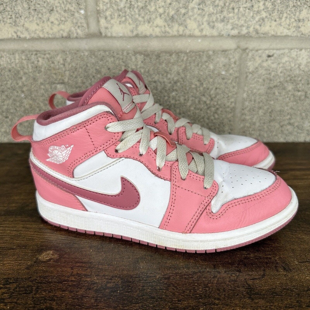 Nike Air Jordan 1 Mid Valentine's Day Girls Size 2Y Shoe Pink DQ8424-616